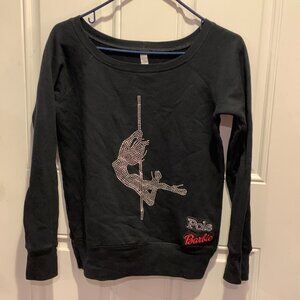 New Pole Barbie Rhinestone Patchwork Cotton Blend Sweater Pullover Long Sleeve S